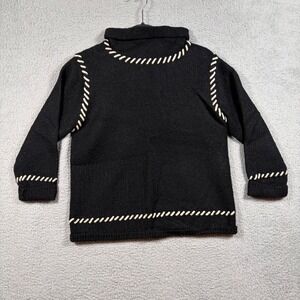 OUTFIT JPR Wool Turtleneck Whipstitch Trim Sweater Black Womens L Old Money Cozy